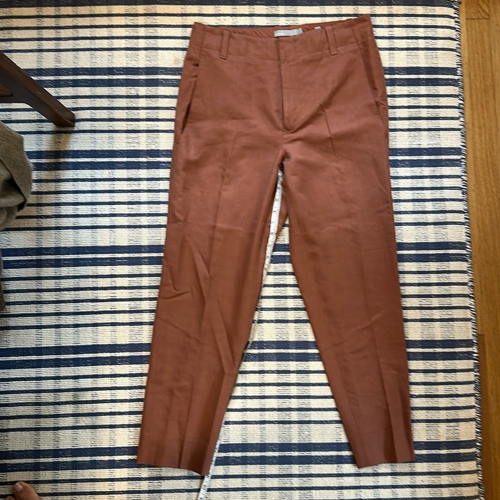 Women’s Vince Dress Pants linen Cotton blend tapered Leg Terracotta Sz 4